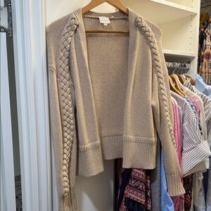 Elegant Beige Cable Knit Cardigan